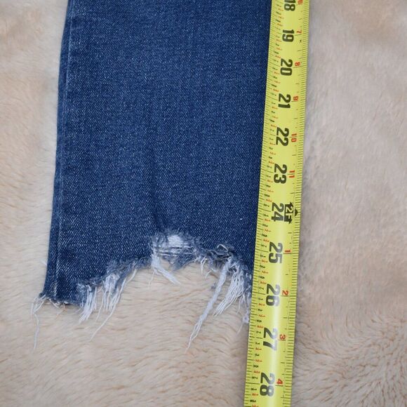 Good American High Rise Cropped Straight Jeans Size 26 Frayed Hem - Picture 8 of 13